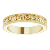 14K Yellow Gold 4 mm Milgrain Edge Sculptural Flat Band Size 4.5