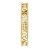 14K Yellow 4 mm Milgrain Edge Sculptural Flat Band