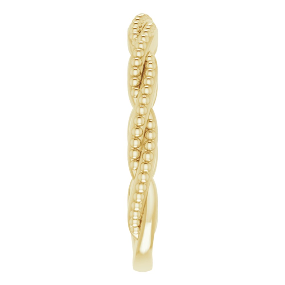 14K Yellow Stackable Twisted Beaded Ring