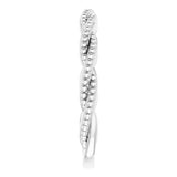 14K White Stackable Twisted Beaded Ring