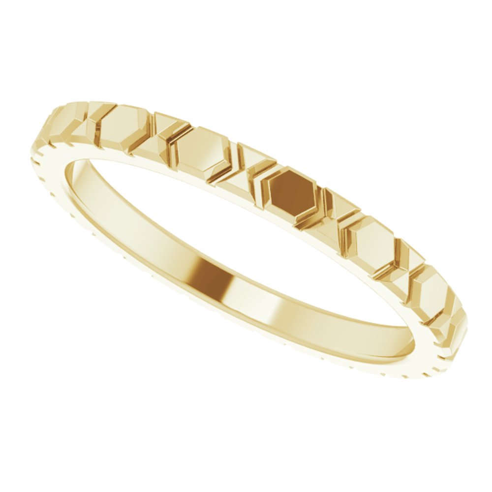 14K Yellow Gold 2 mm Geometric Band Size 6