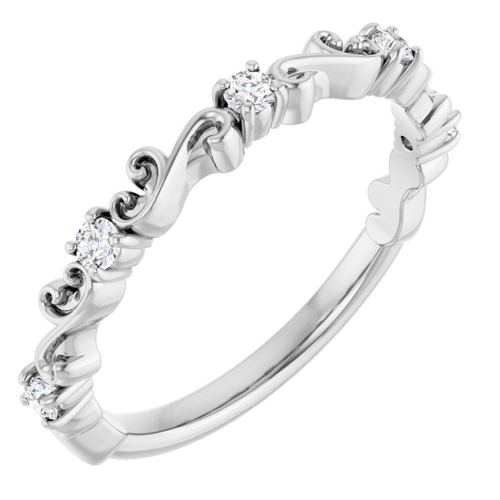 14K White 1/6 CTW Natural Diamond Sculptural Anniversary Band