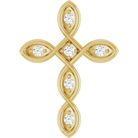 14K Yellow .08 CTW Natural Diamond Cross Pendant  