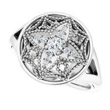 14K White Gold 1/6 CTW Natural Diamond Vintage-Inspired Ring 