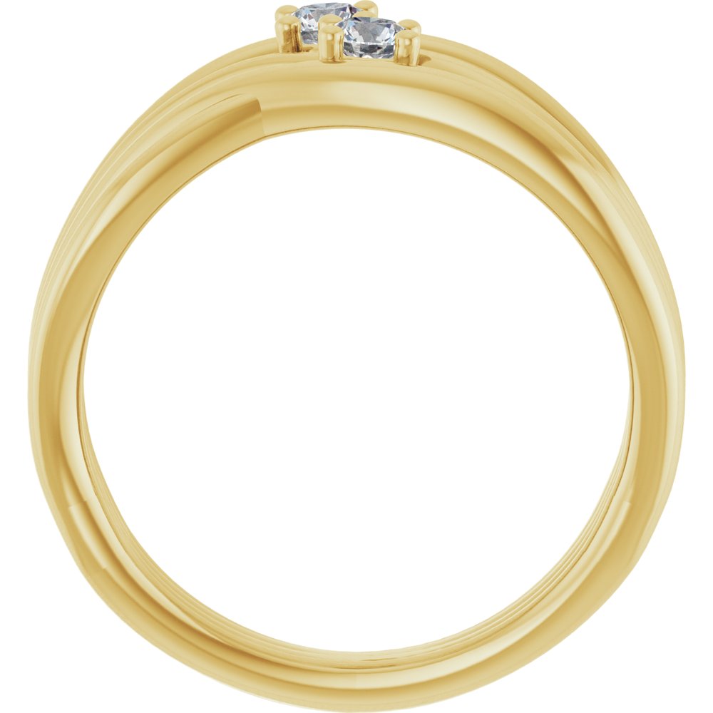 14K Yellow 1/5 CTW Natural Diamond Two-Stone Bypass Ring