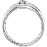 14K White 1/5 CTW Natural Diamond Two-Stone Bypass Ring