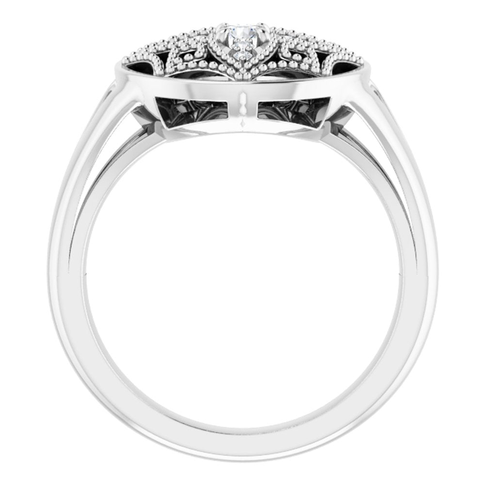 14K White Gold 1/6 CTW Natural Diamond Vintage-Inspired Ring 