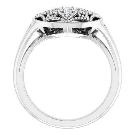 14K White 1/6 CTW Natural Diamond Vintage-Inspired Ring