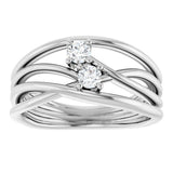 14K White Gold 1/5 CTW Natural Diamond Two-Stone Bypass Ring  