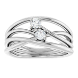 14K White Gold 1/5 CTW Natural Diamond Two-Stone Bypass Ring  