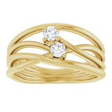 14K Yellow 1/5 CTW Natural Diamond Two-Stone Bypass Ring