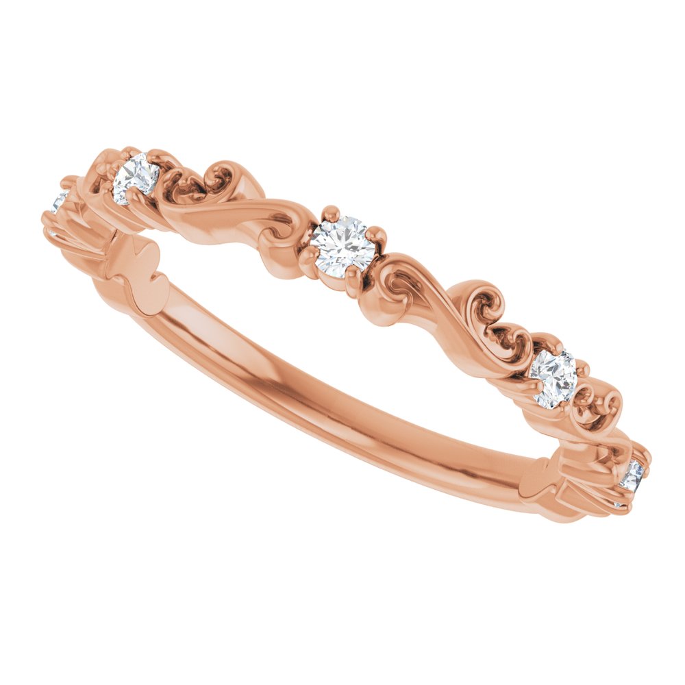 14K Rose 1/6 CTW Natural Diamond Sculptural Anniversary Band