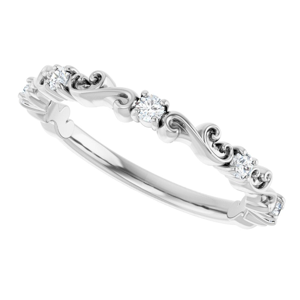 14K White 1/6 CTW Natural Diamond Sculptural Anniversary Band