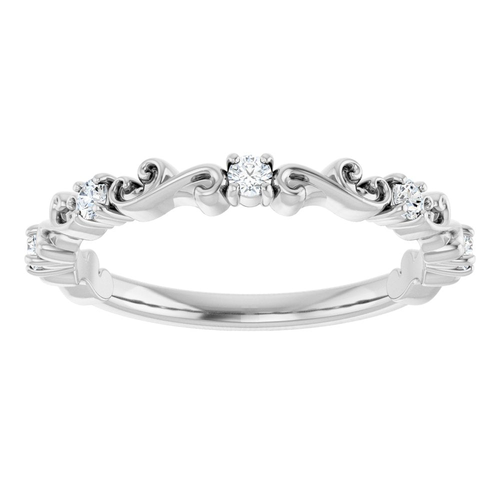 14K White 1/6 CTW Natural Diamond Sculptural Anniversary Band