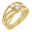 14K Yellow 1/5 CTW Natural Diamond Two-Stone Bypass Ring  