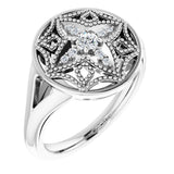 14K White Gold 1/6 CTW Natural Diamond Vintage-Inspired Ring 