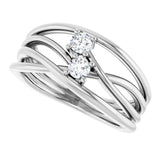 14K White Gold 1/5 CTW Natural Diamond Two-Stone Bypass Ring  