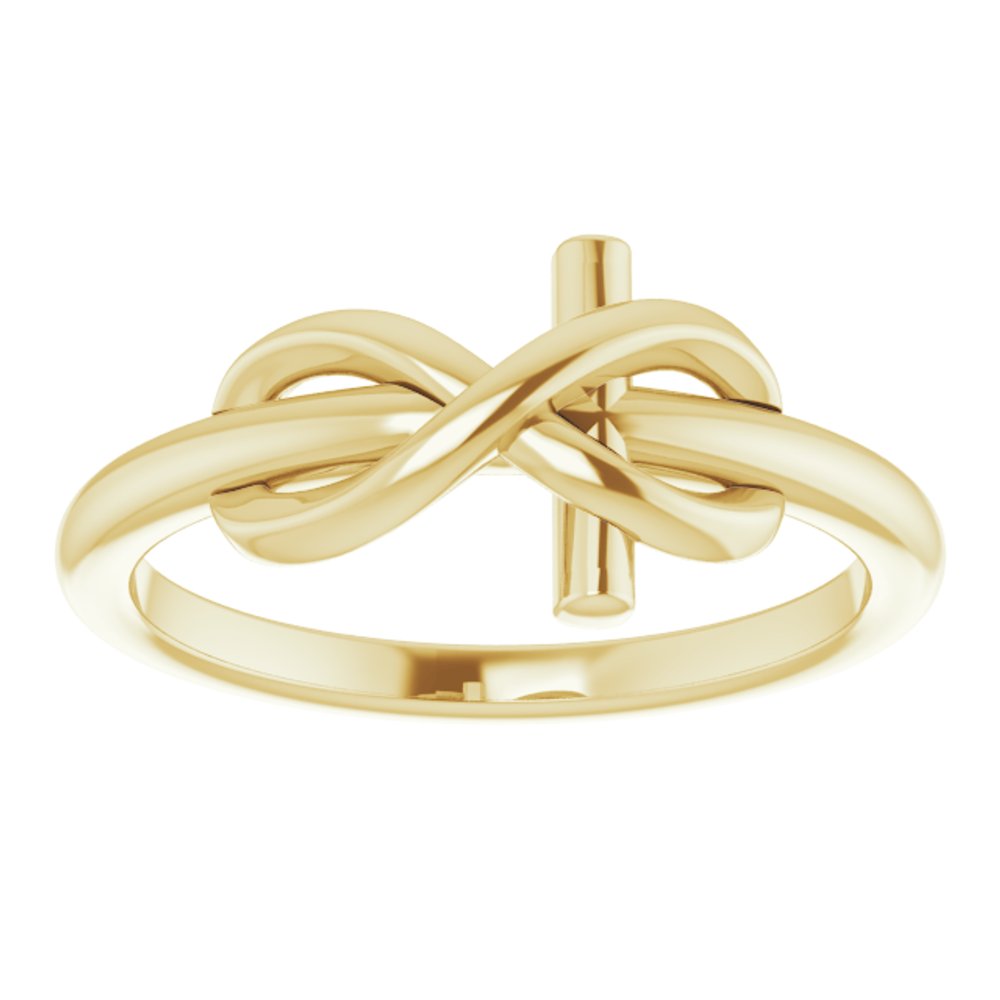 14K Yellow Infinity-Inspired Cross Ring