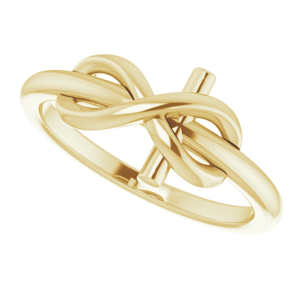 14K Yellow Infinity-Inspired Cross Ring