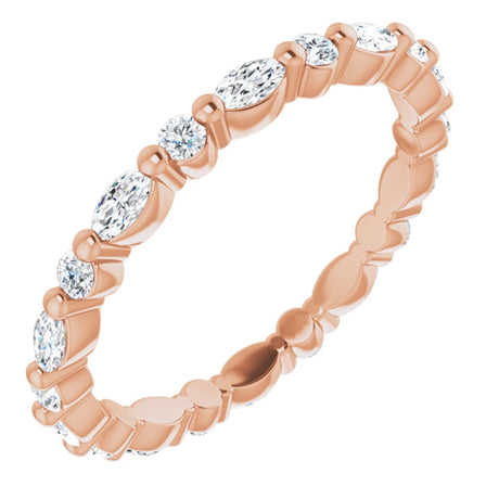 14K Rose Gold 3/4 CTW Natural Diamond Eternity Band Size 6.5
