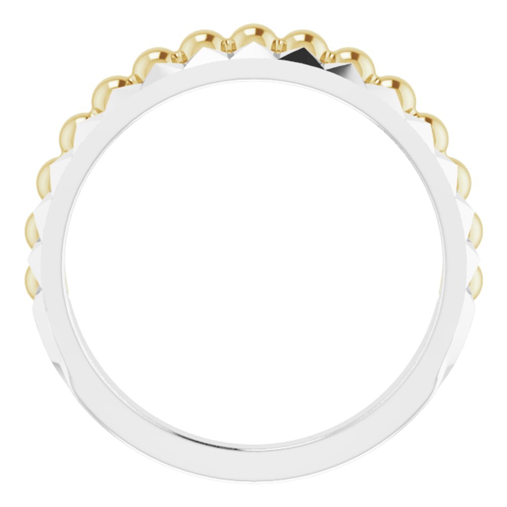 14K White/Yellow Beaded & Geometric Stacked Ring