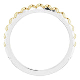 14K White/Yellow Beaded & Geometric Stacked Ring