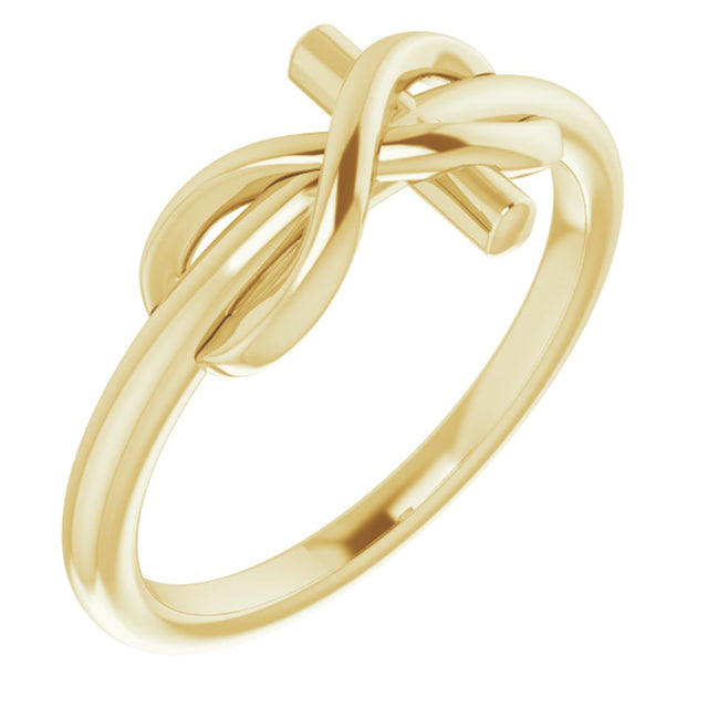 14K Yellow Infinity-Inspired Cross Ring