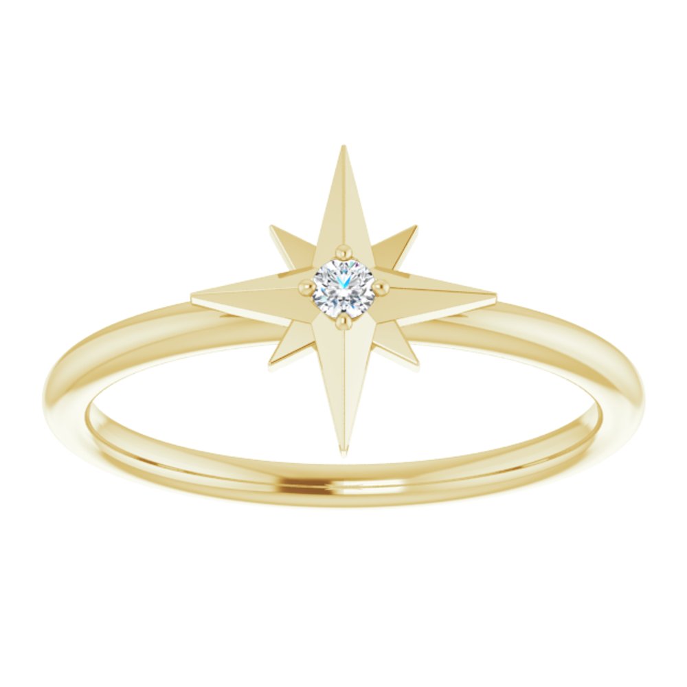 14K Yellow .03 CT Natural Diamond Star Ring