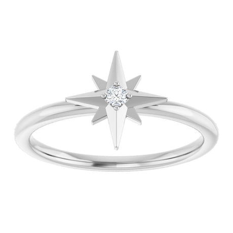14K White Gold .03 CT Natural Diamond Star Ring  