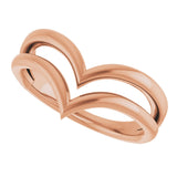 14K Rose Double V Ring