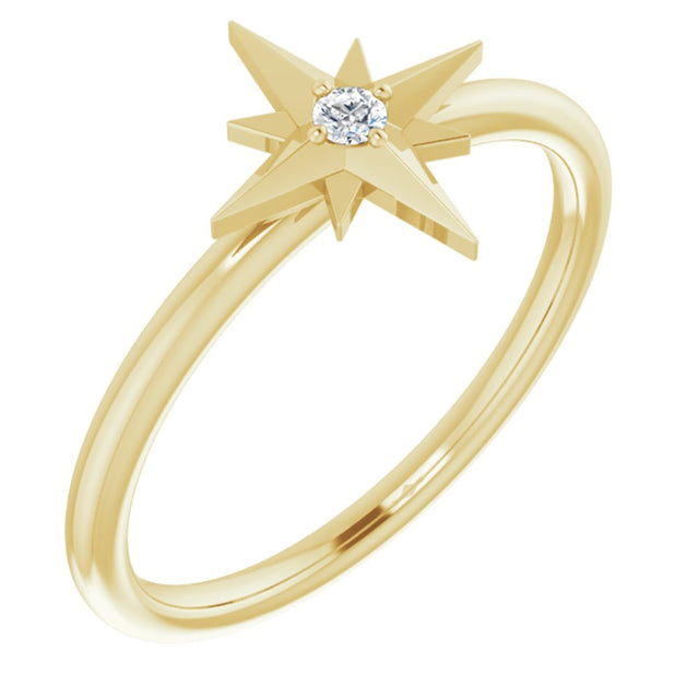 14K Yellow .03 CT Natural Diamond Star Ring  