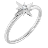14K White .03 CT Natural Diamond Star Ring  