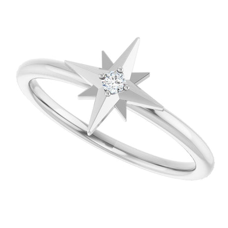 14K White .03 CT Natural Diamond Star Ring