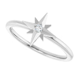 14K White Gold .03 CT Natural Diamond Star Ring  
