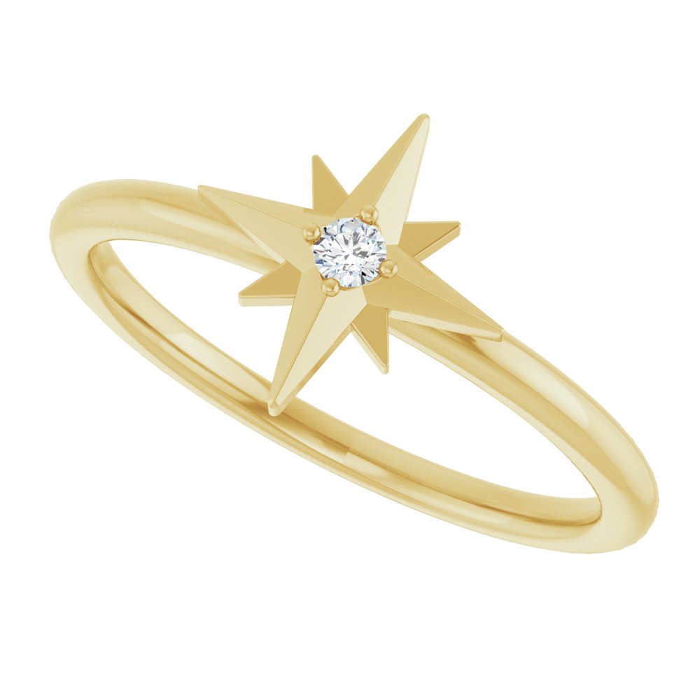 14K Yellow .03 CT Natural Diamond Star Ring