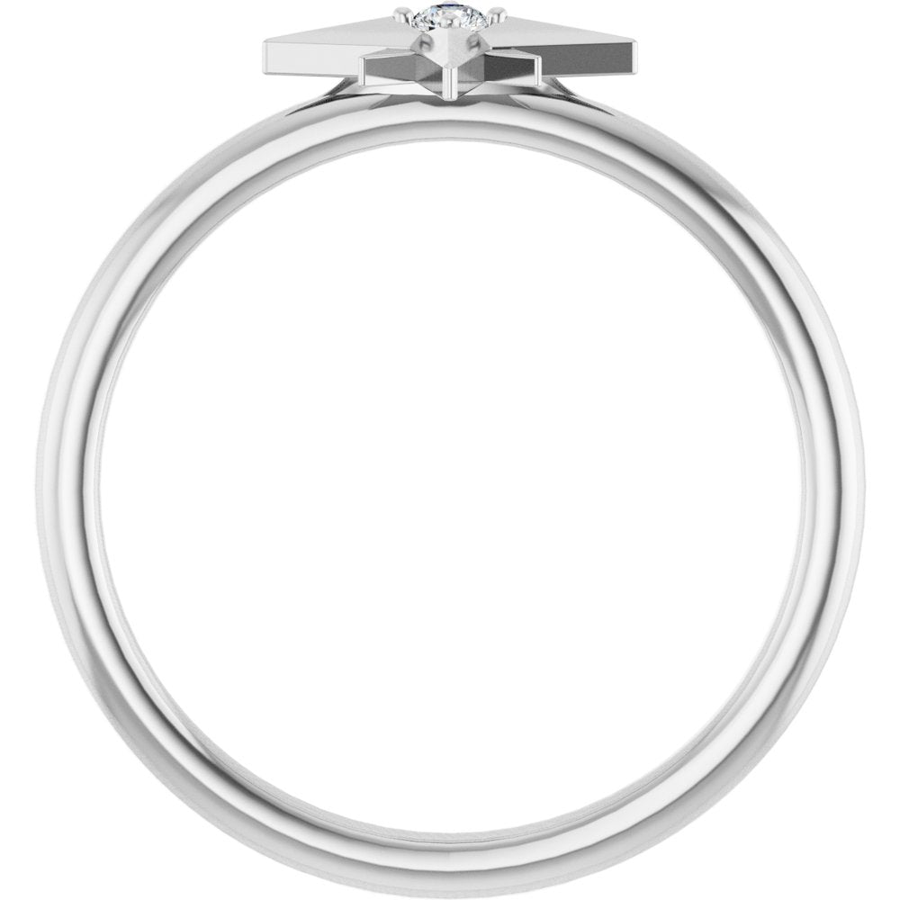 14K White Gold .03 CT Natural Diamond Star Ring  
