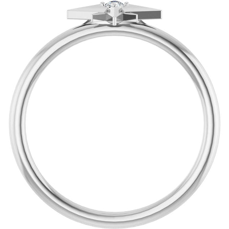 14K White Gold .03 CT Natural Diamond Star Ring  