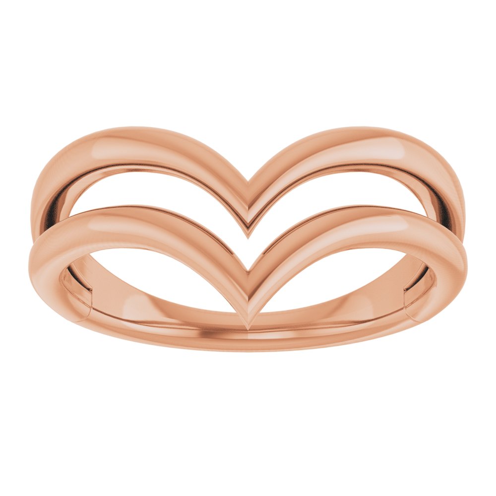 14K Rose Double V Ring