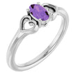 Sterling Silver Natural Amethyst Youth Heart Ring