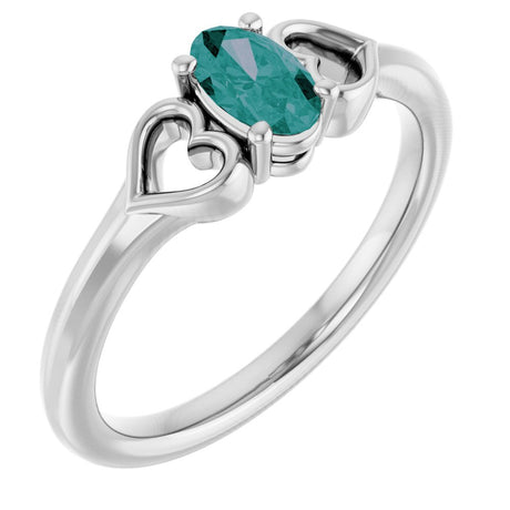 14K White Gold Lab-Grown Alexandrite Youth Heart Ring