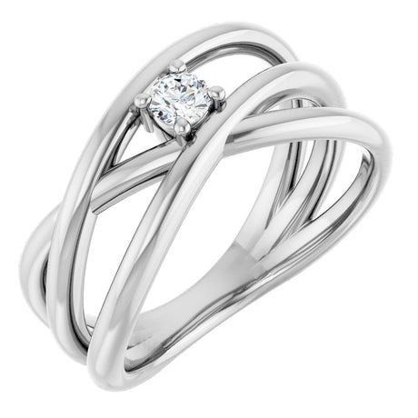 14K White Gold 1/8 CT Natural Diamond Negative Space Ring  