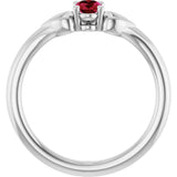 14K White Lab-Grown Ruby Youth Heart Ring