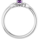 Sterling Silver Natural Amethyst Youth Heart Ring