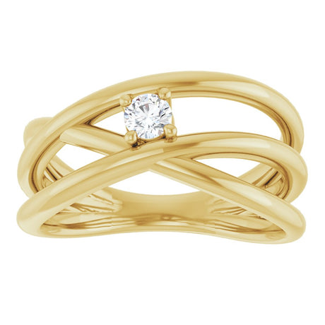 14K Yellow Gold 1/8 CT Natural Diamond Negative Space Ring  