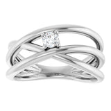 14K White 1/8 CT Natural Diamond Negative Space Ring