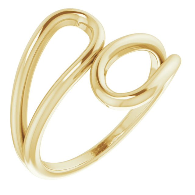 14K Yellow Loop Bypass Ring