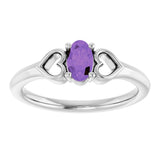 Sterling Silver Natural Amethyst Youth Heart Ring