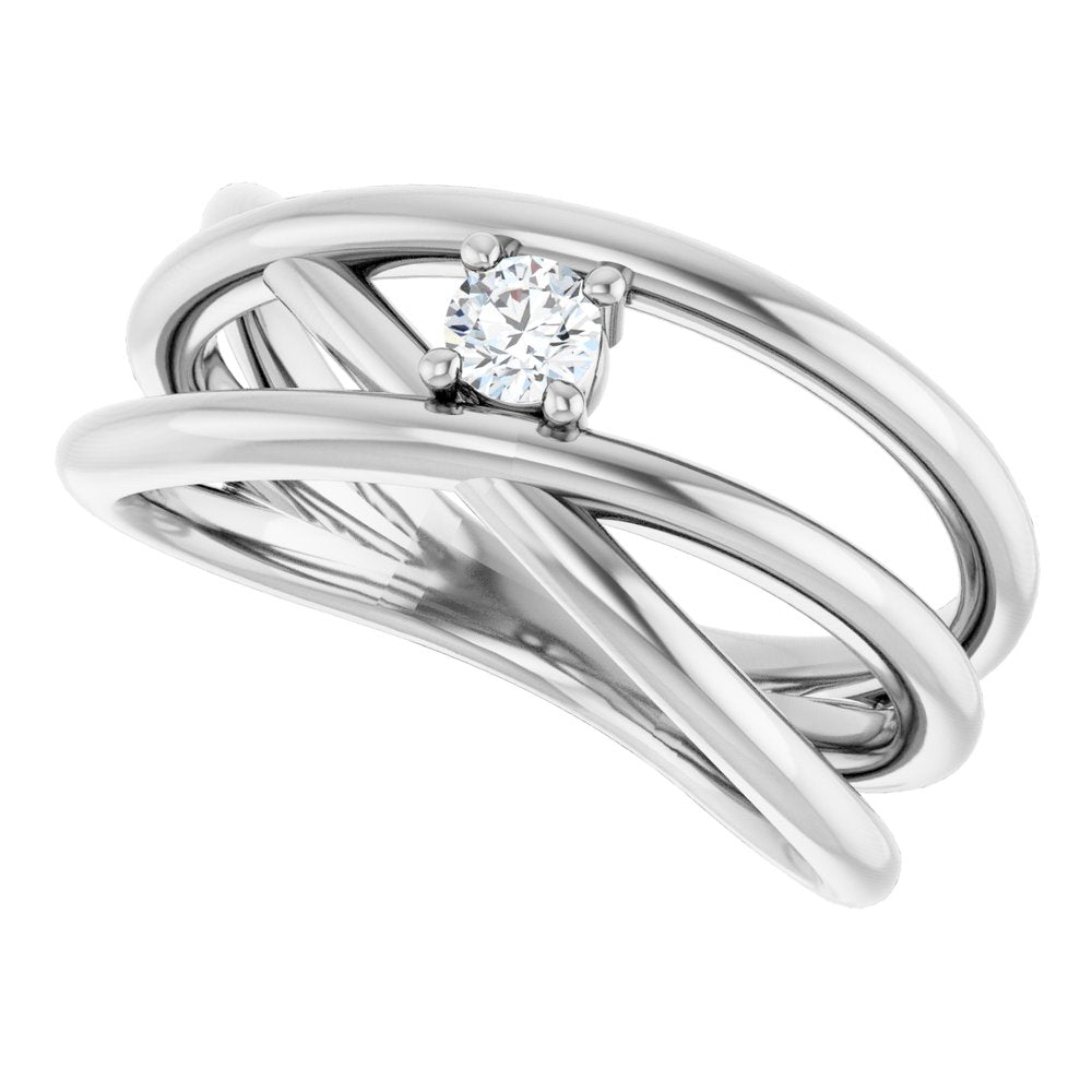 14K White Gold 1/8 CT Natural Diamond Negative Space Ring  