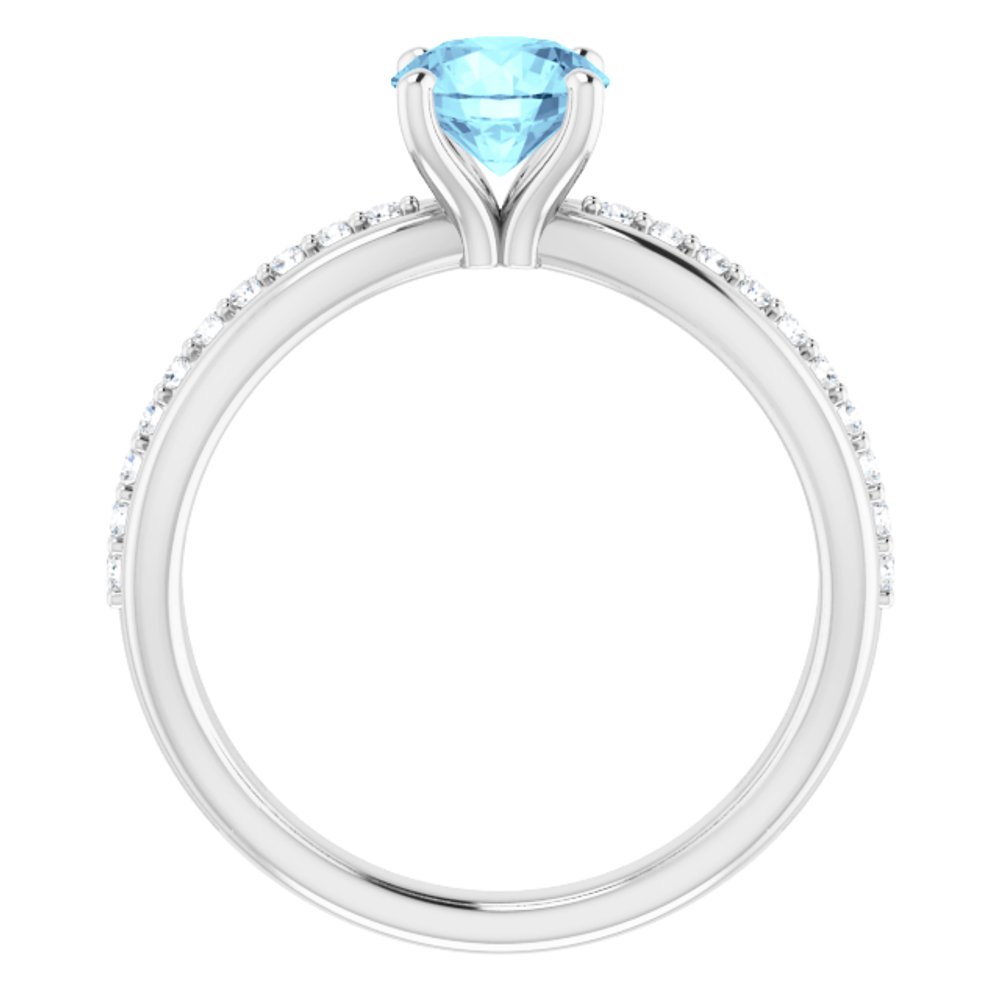 14K White Natural Aquamarine & 1/6 CTW Natural Diamond Ring