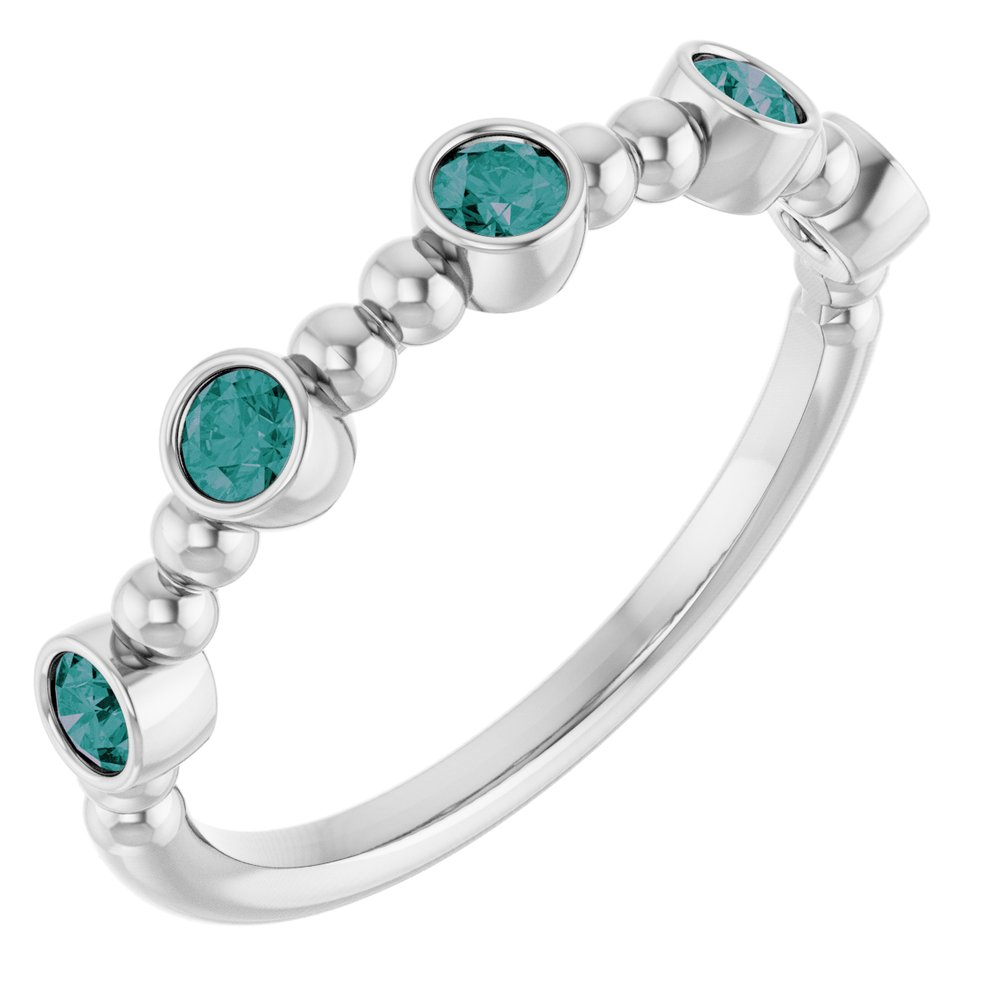 14K White Gold Natural Alexandrite Stackable Ring